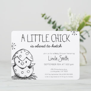 Modern Bird Sketch Gender Neutral Baby Shower Inbjudningar