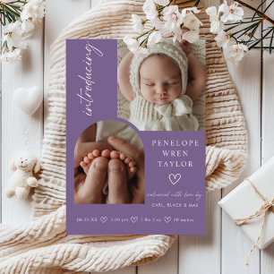 Modern Birth Birth Announcement Photo Collage Card Inbjudningar