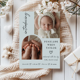 Modern Birth Birth Announcement Photo Collage Card Inbjudningar