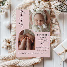 Modern Birth Birth Announcement Photo Collage Card Inbjudningar