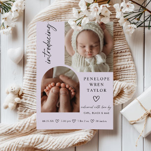 Modern Birth Birth Announcement Photo Collage Card Inbjudningar