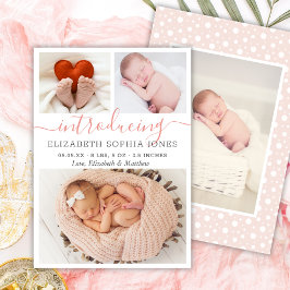 Modern Birth Birth Announcement Photo Collage Card Meddelande