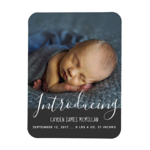 Modern Birth Notification Photo Magnet