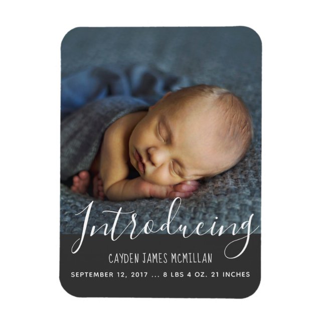 Modern Birth Notification Photo Magnet (Vertikal)
