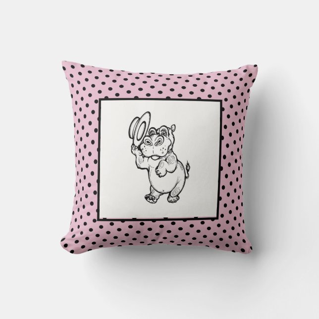 Modern Birth Pojke för barn Hippopotamus Polka Kudde (Framsida)