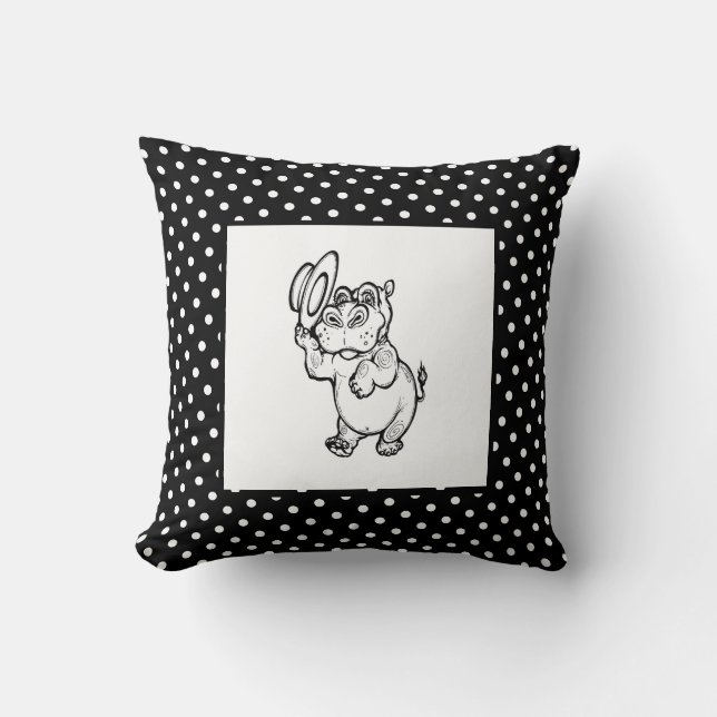 Modern Birth Pojke för barn Hippopotamus Polka Kudde (Framsida)