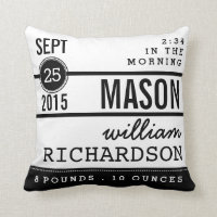 Modern Birth Pojke Personlig Nursery Pillow