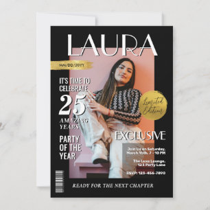 Modern Birthday Anpassningsbar Magazine Cover, Por Inbjudningar