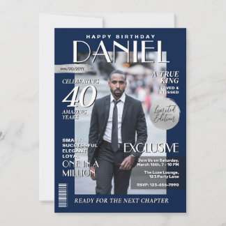 Modern Birthday Anpassningsbar Magazine Cover, Por Inbjudningar