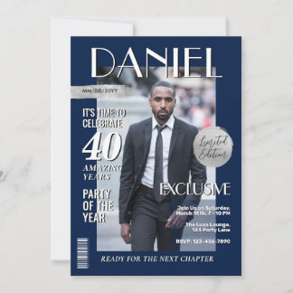 Modern Birthday Anpassningsbar Magazine Cover, Por Inbjudningar