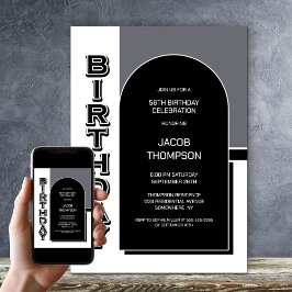 Modern Birthday Black Arch Party Inbjudningar