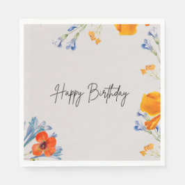 Modern Birthday Flowers Nastartium Blue Botanium Pappersservett