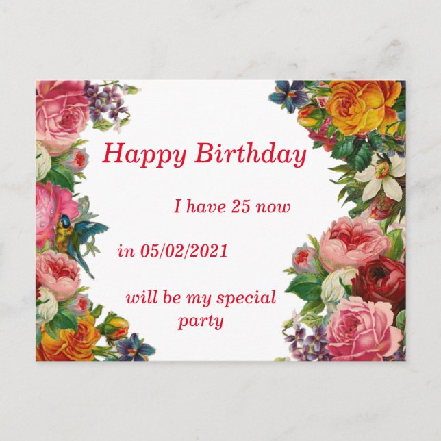 MODERN BIRTHDAY-KORT INBJUDAN VYKORT (Framsida)