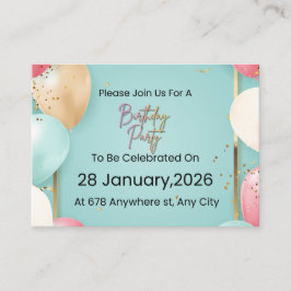  Modern Birthday Party Invitation || Customizable  Tilläggskort