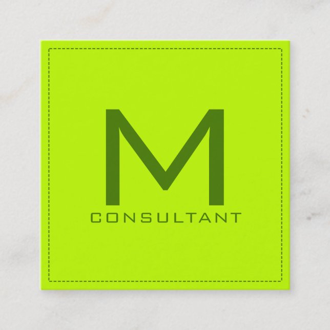 Modern bittergräns i professionell Monogram Elegan Fyrkantigt Visitkort (Framsida)