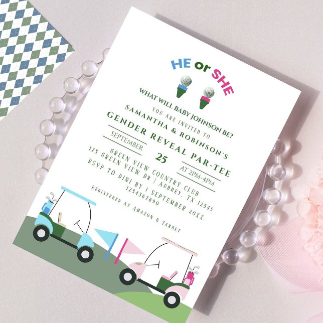 Modern Bjud-T-inbjudan till Genderna Golf Baby Inbjudningar (Skapare uppladdad)