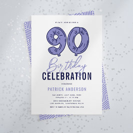 Modern blå 90:e Födelsedagsfest Inbjudningar