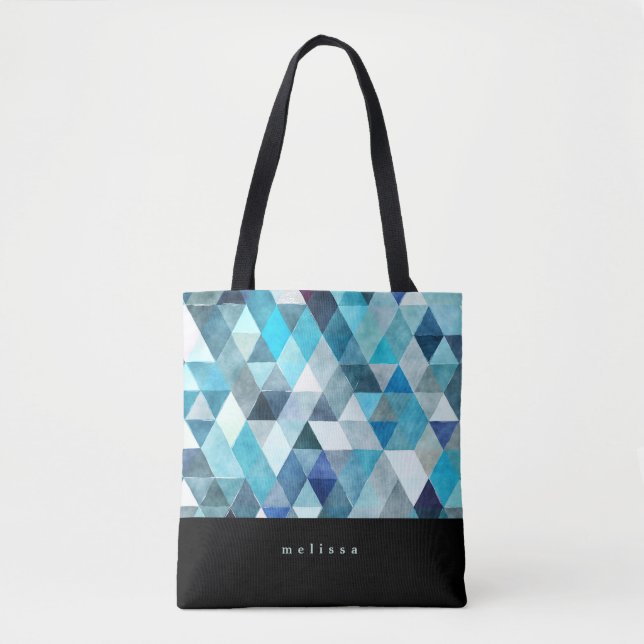 Modern blå Abstrakt, tote Bag Tygkasse (Framsida)