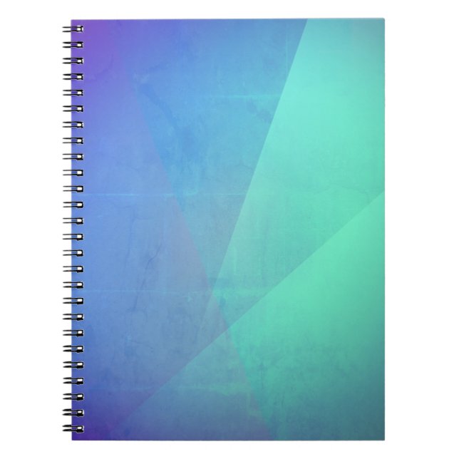 Modern blå akva & turkos geometrisk gradient anteckningsbok (Framsidan)