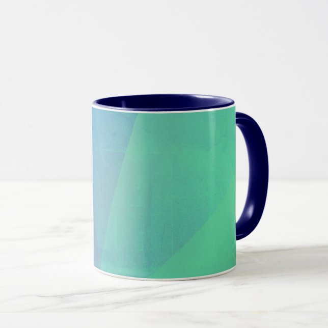 Modern blå akva & turkos geometrisk gradient mugg (Framsida höger)