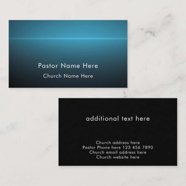 Modern Blå Anpassad Text Kristen Kyrka Pastor Visitkort (Fram/baksida)