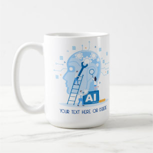 Modern blå artificiell intelligens kaffemugg