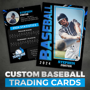 Modern Blå Basebollspelare Trading Card Statistik
