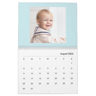 Modern Blå Bebis Pojke Familj Foto Kalender 2026