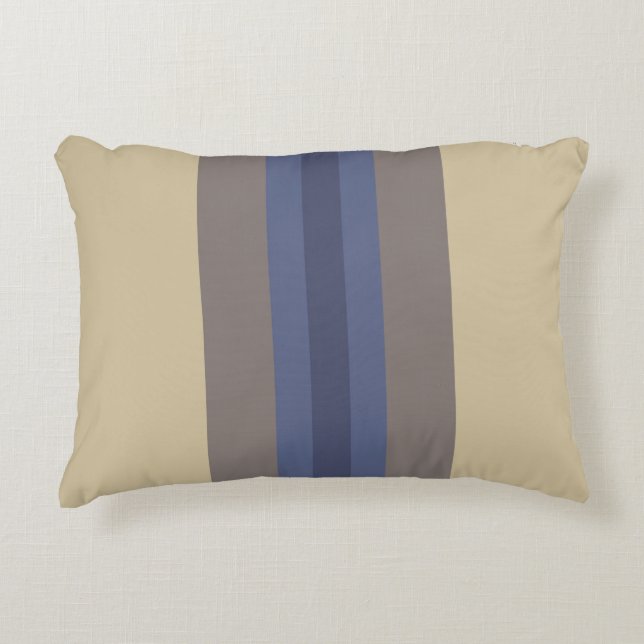 Modern blå beige randig accentkudde prydnadskudde (Framsidan)