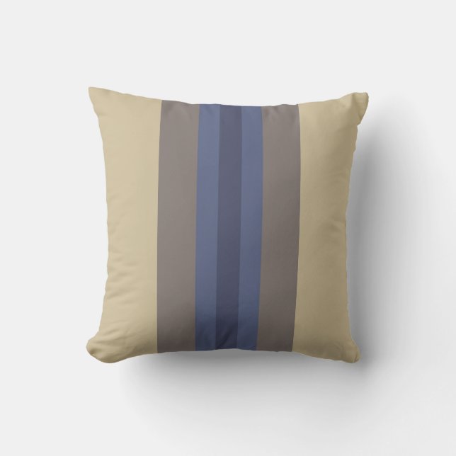 Modern blå beige randig kastkudde kudde (Framsida)