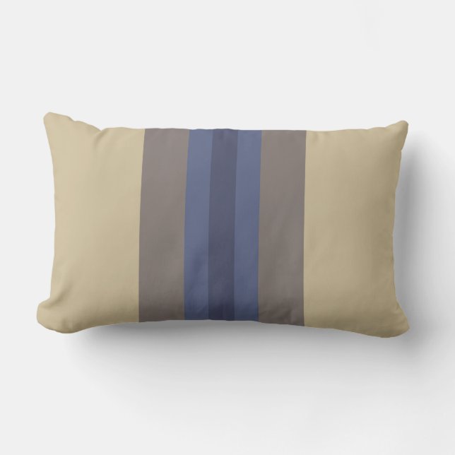 Modern blå beige randig lumbalpåse lumbarkudde (Framsida)