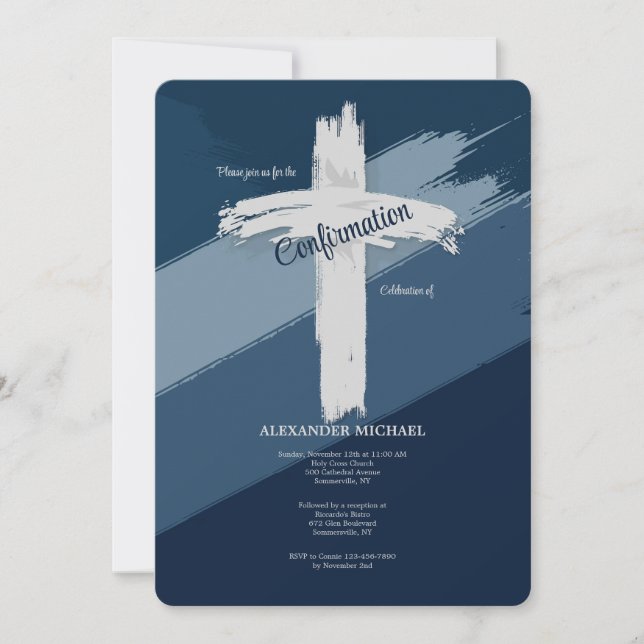 Modern blå bekräftelse inbjudningar (Framsida)