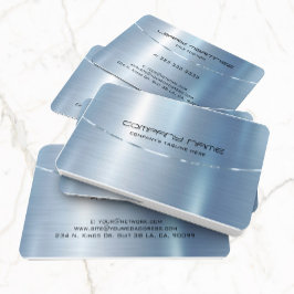 Modern, blå, blå, brushaltig Aluminiumutseende Visitkort