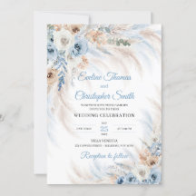 Modern blå blommor ro pampas tropiska