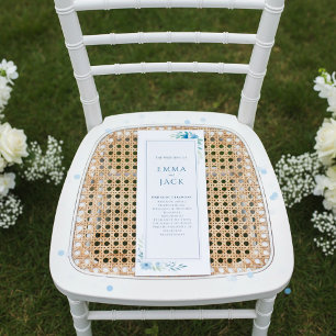 Modern blå botaniska minsta blommigt bröllop program