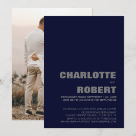 Modern Blå Bröllopsmottagning Inbjudningar