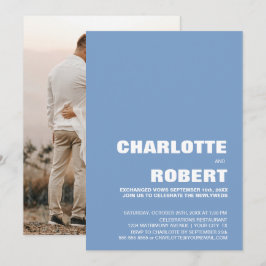 Modern Blå Bröllopsmottagning Inbjudningar