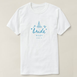 Modern blå bruds namnskript Lake möhippa T Shirt