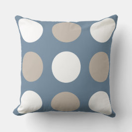 Modern blå, brun och vit Polka dots mönstrad Kudde