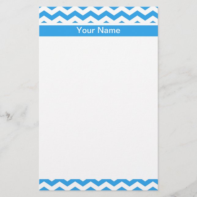 Modern blå chevron zigzag mönster brevpapper (Framsida)