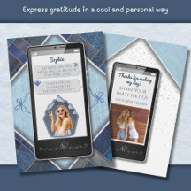Modern Blå Denim Smartphone Tacksamhetskort
