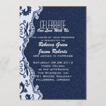 modern blå denim spets Blommig landshustru