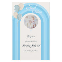 Modern blå dop inbjudan med anpassad meny