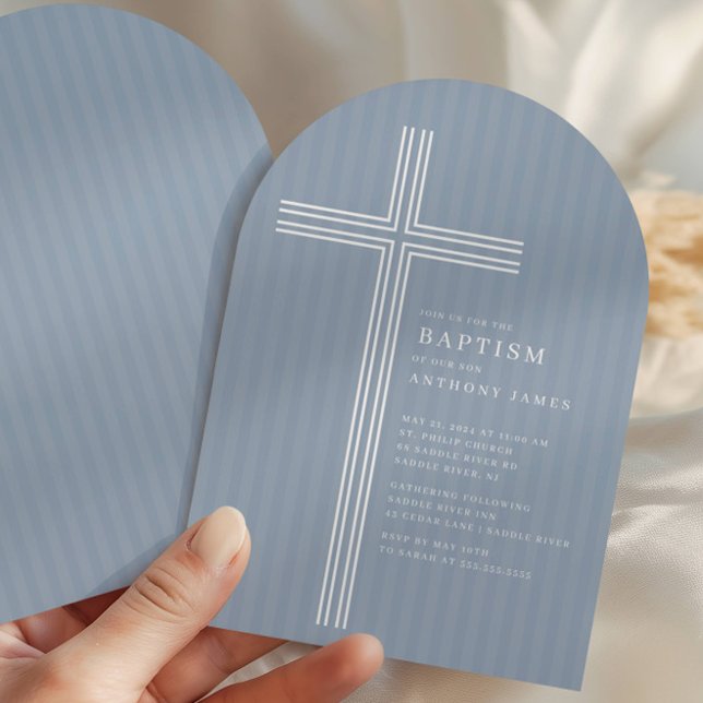 Modern blå dopinvitation för korsets dop inbjudningar (Skapare uppladdad)