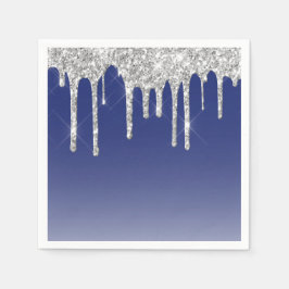 Modern blå drivrutin Silver Glitter Pappersservett
