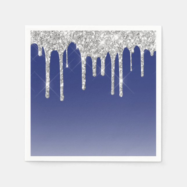 Modern blå drivrutin Silver Glitter Pappersservett (Framsidan)