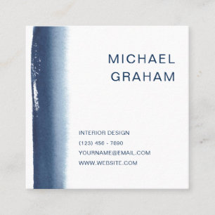 Modern blå Elegant, vattenfärg Fyrkantigt Visitkort