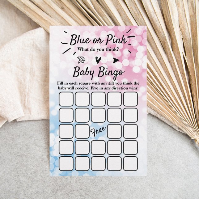 Modern blå eller Rosa? Gender Reveal Party Bingo (Skapare uppladdad)