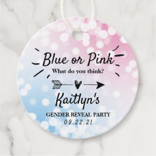 Modern blå eller Rosa? Gender Reveal Party Gåvor Etiketter