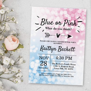 Modern blå eller Rosa? Gender Reveal Party Inbjudningar